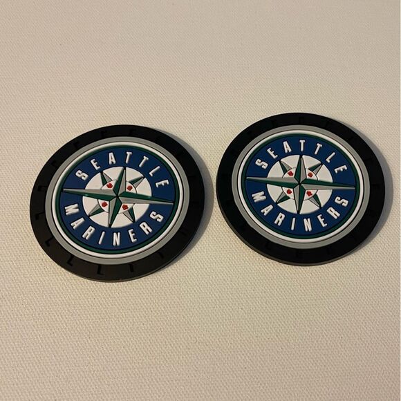MLB Seattle Mariners car cup Coasters in black Set of 2 NWT - Picture 4 of 7